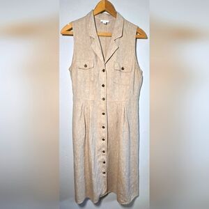 NWOT - J. Jill "Love Linen" Sleeveless Beige Button-Down Dress
